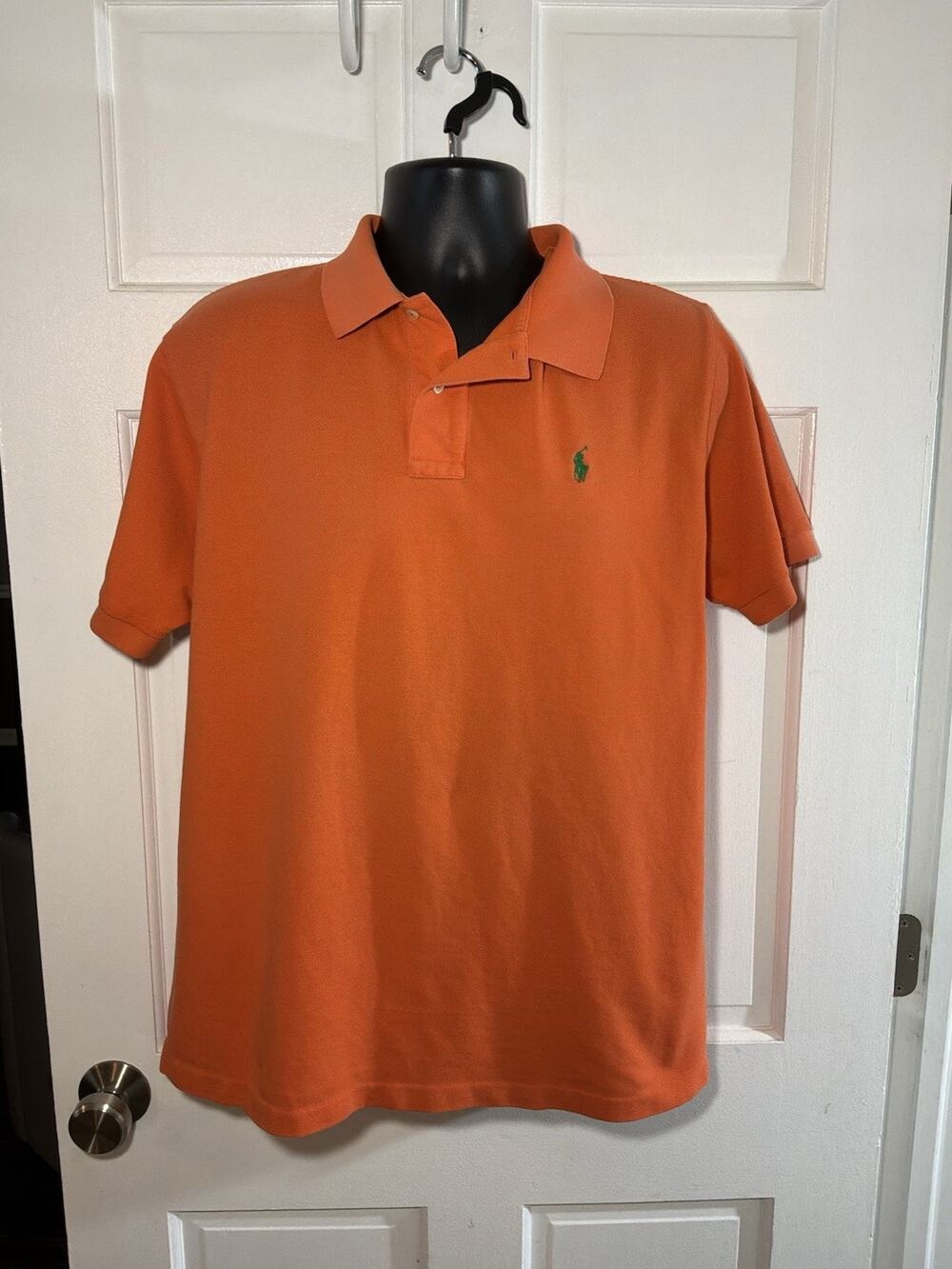 Men’s Polo Ralph Lauren XL Orange Polo Shirt Green Pony Short Sleeve Preppy